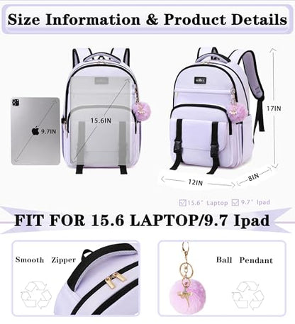 Caoroky knight Women Laptop Backpack 15.6 Inch Office Business Work Backpacks Purse Anti Theft Travel Back Pack School College Bookbag Nurse Teacher Learning Daypack Computer Rucksack,Purple - color: Purple