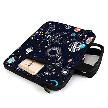 AMARY 15.4" 15.6" laptop sleeve adjustable shoulder strap with handle accessory pocket for men women (Galaxy-1) - color: Galaxy-1