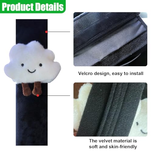 Fluffy Cloud Car Seat Belt Pads - Cute Seat Belt Covers for More Comfortable Driving - Safety Seatbelt Shoulder Strap Cushion Protect Shoulder and Neck - Backpack Shoulder Pad for Kids Adults (4PCS) - size: 4PCS