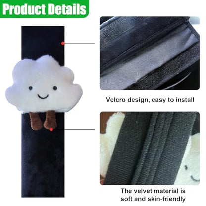 Fluffy Cloud Car Seat Belt Pads - Cute Seat Belt Covers for More Comfortable Driving - Safety Seatbelt Shoulder Strap Cushion Protect Shoulder and Neck - Backpack Shoulder Pad for Kids Adults (4PCS) - size: 4PCS