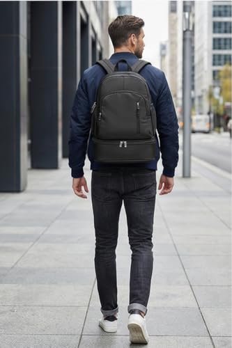 Unisex Lightweight Expandable Gym Backpack with Shoe Compartment, Waterproof Travel Bag for 14" Laptop Grey - color: 01grey