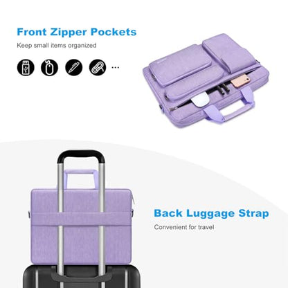 MOSISO Laptop Shoulder Bag 15.6 inch, 15-15.6 inch Computer Bag Compatible with MacBook Pro 16 inch, HP, Dell, Lenovo, Notebook with 2 Raised&1 Flapover&1 Horizontal Pocket&Handle&Belt, Purple - color: Purple, size: 16 inch