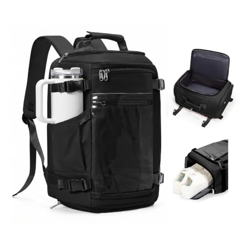 coofay Travel Backpack for Women Men, Carry on Backpack for Airplanes - color: Black