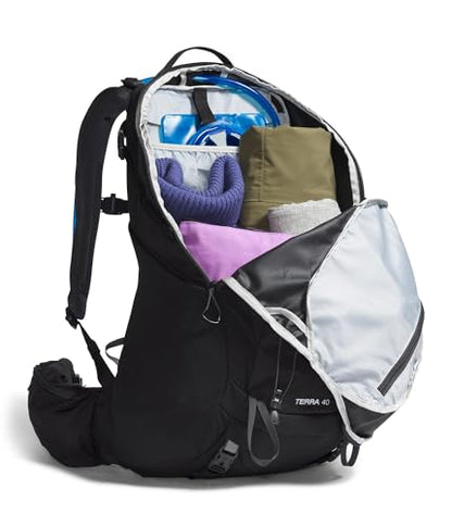 The North Face Terra 40 Backpack - Unisex Hiking Pack, Padded Hipbelt, Pole & Ice Axe Attachments, Hydration Sleeve, TNF Black/Asphalt Grey-NPF, Large/X-Large - size: Large-X-Large