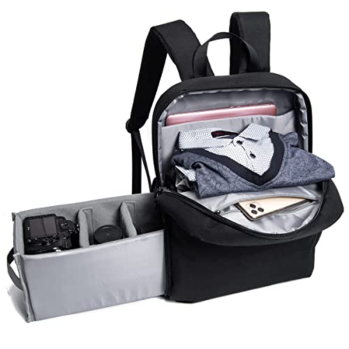 CADeN Camera Backpack Bag with 15.6 Inches Laptop Compartment and Tripod Holders, Waterproof Camera Case for DSLR/SLR Mirrorless Camera Large Capacity, Camera Case Compatible for Canon Sony Nikon - color: 1.0 Black, size: Large