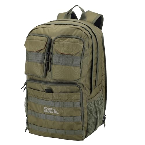 Eddie Bauer Cargo Tactical Backpack | Adventure | Heavy Duty | Outdoor | Water Resistant | 600D Polyester - Grey Moss - color: Moss Grey