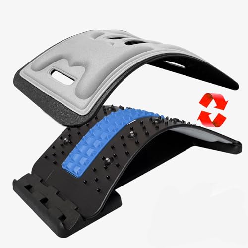 Back Stretcher with Lumbar Support for Back Pain Relief - Dual-Sided 3-Level Adjustable Spinal Decompression lumbar board (Blue) - color: Blue