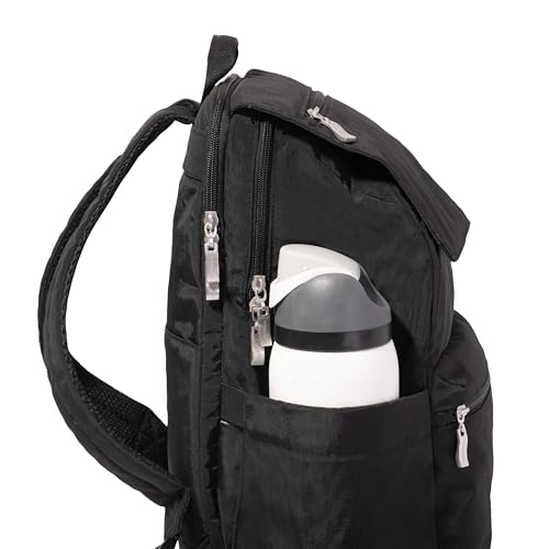Baggallini Flap Laptop Backpack - 15"x11" Lightweight Work Travel Bag w/Luggage Sleeve & RFID - color: French Navy