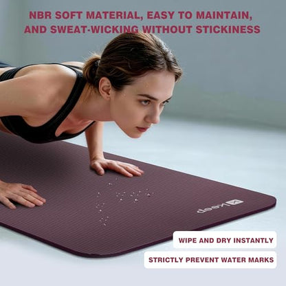 KEEP Extra Thick NBR Yoga Mat for Women & Men, 10mm Thick, 72”x24” Large Exercise Mat with Non-Slip Workout Mat for Yoga, Pilates, Stretching, Meditation – Wide & Cushioned Fitness Mat - color: purple