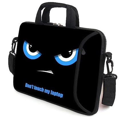 17" Shoulder Bag Adjustable shoulder strap Laptop sleeve Carrying case with mouse and power adapter storage bag (Blue Eyes-1) - color: Blue Eyes-1