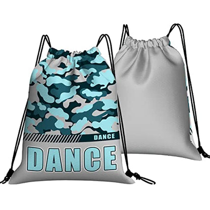 Drawstring Backpack Waterproof Gym Drawstring Bags Sports String Bag Camo Sackpack-Aqua Dance Drawstring Bag - color: Dance Drawstring Bags-camo Aqua