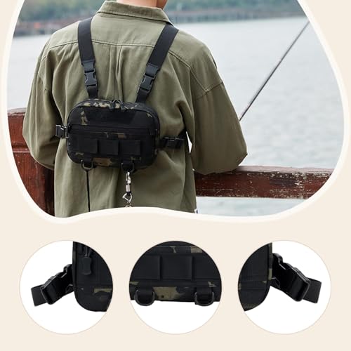 Outdoor Sports Chest Bag Utility Backpack, Portable, Multifunctional Practical Large Capacity Breathable for Camping Outdoor, Black Camo