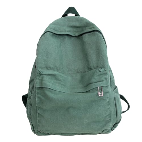 AFGWK Vintage Canvas Backpack for Women Grunge Hippie Cute Boho School Backpack Casual Y2K Aesthetic Backpack (Green) - color: Green
