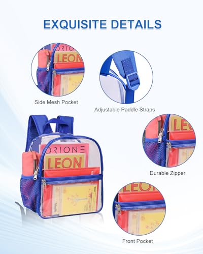 Clear Backpack for Stadium Events, 12x12x6 Small Clear Plastic bag with Reinforced Straps for Game Security Festival Concert - color: Blue