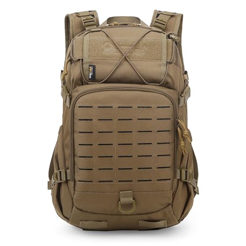 Mardingtop Small Military Tactical Backpack for Men,25L Molle Cordura Backpack for Hiking,Camping,Rucking - color: Khaki