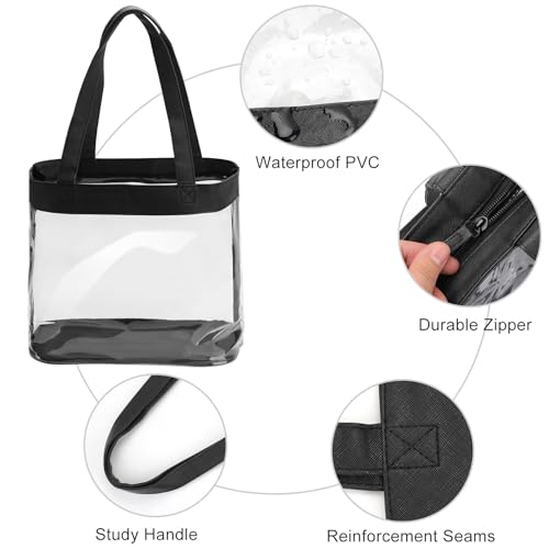 Clear Tote Bag Stadium Approved 12x6x12 12x12x6 Clear Bag for Stadium Events 12 x6 x12 Transparent Purse 12 x 6 x 12 - color: Black