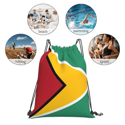 Guyana Flag Drawstring Bag Sport Gym Backpack Beach Travel Sack Draw String Yoga Bag For Men Women - color: Guyana Flag