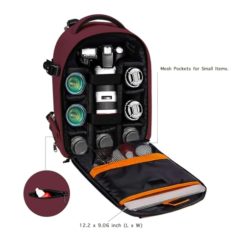 MOSISO Camera Backpack,DSLR/SLR/Mirrorless Photography Backpack Buffer Padded Shockproof Camera Bag with Customized Modular Inserts&Tripod Holder Compatible with Canon,Nikon,Sony etc, Wine Red - color: Wine Red
