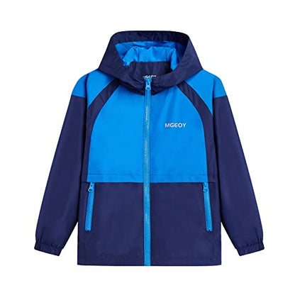 MGEOY Kids Rain Jackets Waterproof with Hood Lightweight Rain Coats for Girls Boys - color: Navy, size: 10-12 Years