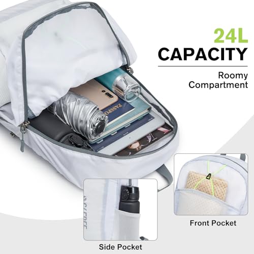 G4Free 24L Lightweight Packable Hiking Backpack Sport Travel Daypack Water Resistant for Women Men - color: White
