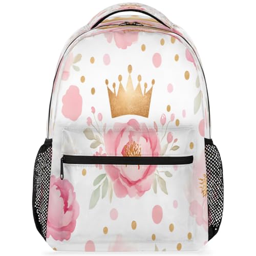 Pink Crown Laptop Backpack for Women 17 inch Backpacks Lightweight Computer Bag Rucksack Casual Daypack Work Travel - color: Multicolor-7