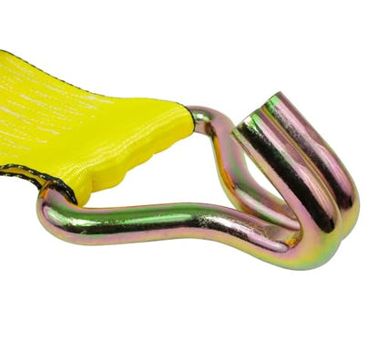 Mytee Products 10 Pack 2" x 27' Winch Straps w/Wire Hook - 3333lbs WLL - Yellow Heavy Duty 2 Inch Cargo Control Tie Down Straps for Flatbed Truck Utility Trailer - color: 10 - Pack, size: 2" x 27'