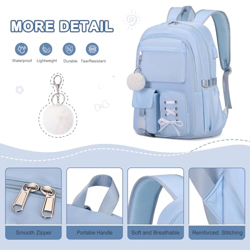 Scothen Backpacks for Girls, Girls Backpack with Lunch Box & Pencil Pouch for Teens Girl Kids Elementary Middle High School College Student Bookbag Daypack Laptop Travel Backpack for Women - color: Blue