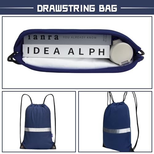 AYKRM Customize Navy Drawstring Backpack Bag work Sackpack logo - color: Navy-logo