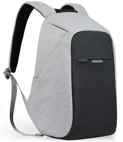 oscaurt Anti Theft Backpack 15.6 Inch Laptop Travel Backpack with Hidden Zipper and USB Charging Port Waterproof Business Computer Bag for Men & Women - color: Light Grey