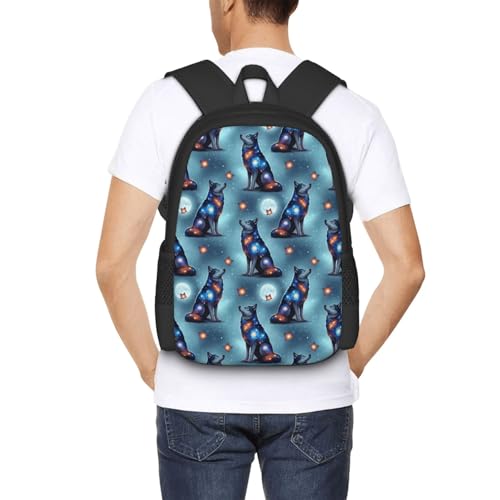 Sturdy Polyester Shoulder Pack Wolf Galaxy Nebula, Anti Theft Spacious Camping Rucksack Casual Daily Bag for Men Women Fitness Outdoor Activity - color: Design (909)