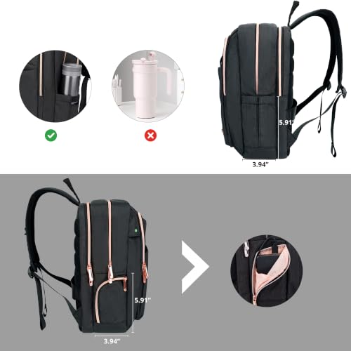 Swissdigital Design Business Laptop Backpack For Women,With USB Charging Port Computer Work Backpack,Fits 15.6 Inch Laptop Compact Travel Casual Backpack,Black | SD1006-01 - color: Black
