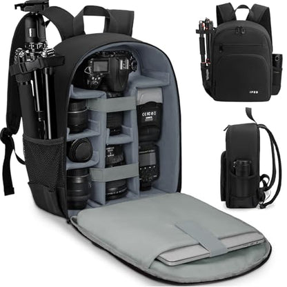 Camera Backpack for Photographers, DSLR Camera Bag with 13.5” Laptop Compartment & Tripod Holder, Professional Photography Camera Case Compatible for Sony Canon Nikon Travel Hiking Gift Black Orange - color: Grey