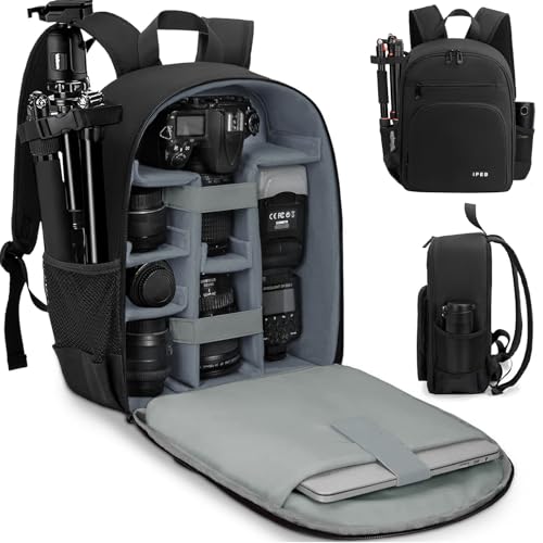 Camera Backpack for Photographers, DSLR Camera Bag with 13.5” Laptop Compartment & Tripod Holder, Professional Photography Camera Case Compatible for Sony Canon Nikon Travel Hiking Gift Black Orange - color: Grey