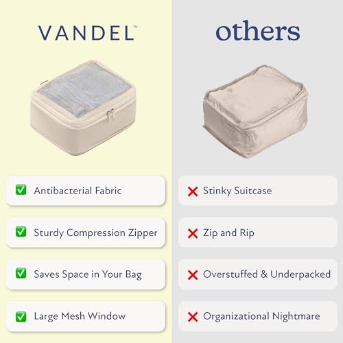 Vandel Space-Saving Compression Packing Cubes for Women 4-Pack Compressible - color: 2. Neutral Checker, size: 4 Pack (Compression)
