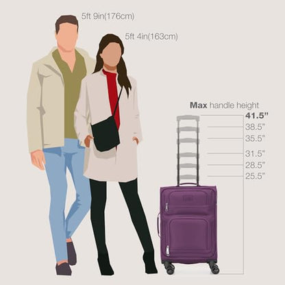 U.S. Traveler Rio Lightweight Softside Rolling Carry-on Suitcase, 4-Wheel Single, Purple - color: Purple, size: 22"