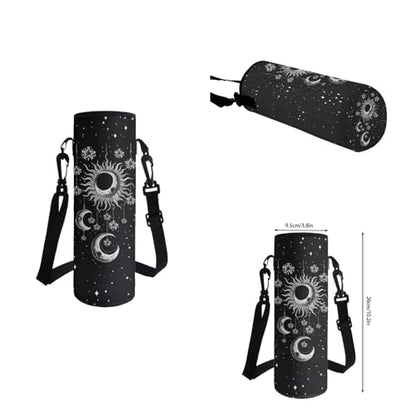 Goth Sun Moon Stars Backpack for Girls Kids Backpack with Lunch Box Water Bottle Bag and Soft Pencil Case 4Pcs Set 17" Bookbag with Large Front Pocket for School Sturdy Elementary School Bag - color: Gothic Sun Moon and Stars