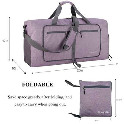 Woogwin Travel Duffel Bag Large Foldable Waterproof Overnight Bag for Beach Swim Bags Pool Sports Gym - color: 60L SnowPurple