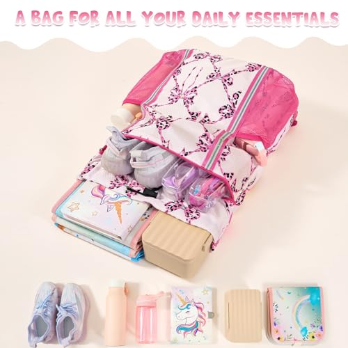 WAWSAM Drawstring Backpack, Bowknot Drawstring Gym Bag, Waterproof Swim Bag for Beach String Cinch Backpack with Two Mesh Water Bottle Pocket - color: Bowknot