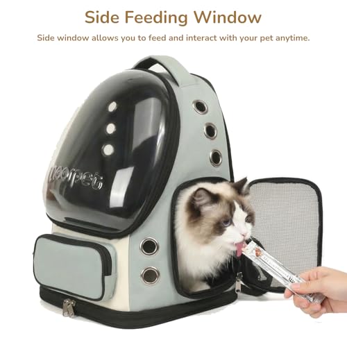 Cat Bubble Backpack Carrier, TSA Airline Approved Pet Travel Bag for Small Medium Dogs, Clear Hiking Camping Backpack for Cats, Kitten and Puppy up to 18 lbs, Green Bubble - color: Green Bubble