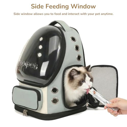 Cat Bubble Backpack Carrier, TSA Airline Approved Pet Travel Bag for Small Medium Dogs, Clear Hiking Camping Backpack for Cats, Kitten and Puppy up to 18 lbs, Green Bubble - color: Green Bubble