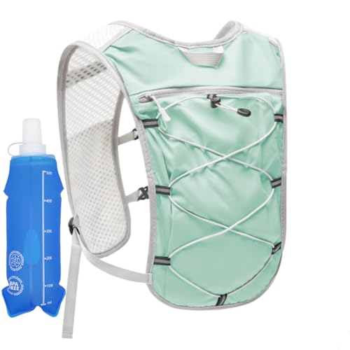 Hydration Backpack Lightweight Running Vest for Women Men with 500ml Soft Flask Hiking Daypack - color: Aqua+500ml Soft Flask
