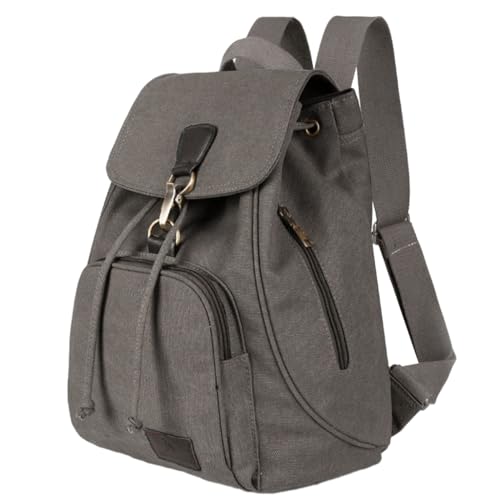Stylish Canvas Backpack for Women Travel Daypack Trendy School Bag with Spacious Storage - color: Gray