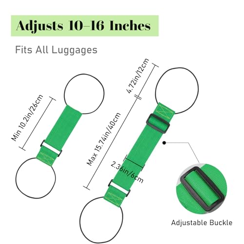 Multi Use Strong Adjustable Luggage Connector Straps for Suitcases,2 Pack Flexible Luggage Accessories Elastic Fastening Bag Strap (Green) - color: Green