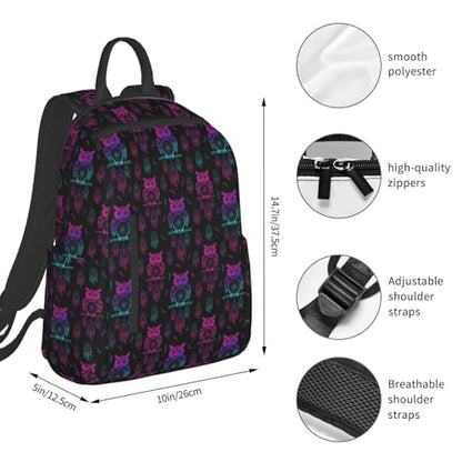 Stylish Daily Shoulder Backpack Owl Rainbow Dream Catcher, Practical Multi-scene Daypack for Road Trip Picnic Walking Men Women - color: Picture (1421)