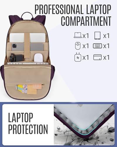 LIGHT FLIGHT Travel Backpack for Women, 15.6 Inch, Grayish Pink | Laptop Backpack, USB Charging Hole, Water Resistant, Large Capacity, College Bookbag - color: Grayish Pink, size: 15.6 Inch without Wheels