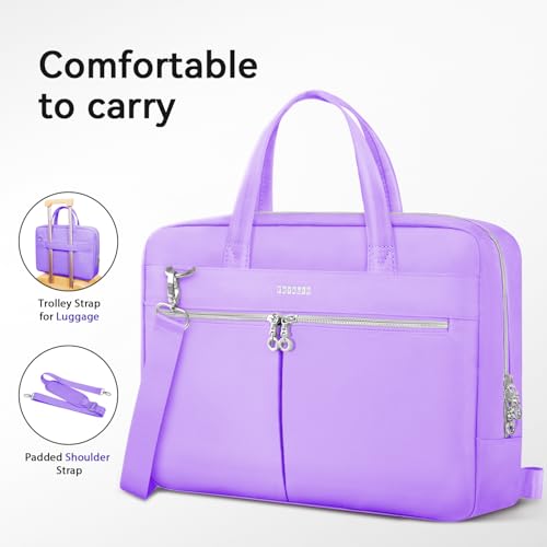 Ferkurn Laptop Bag Case Women Men Computer Bag Compatible with MacBook/HP/LG/Dell, Shoulder Strap Slim Carrying Messenger Briefcase, Purple, 15.6-16 Inch - color: Purple, size: 15-15.6 inch
