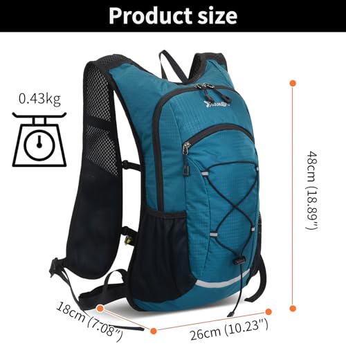 15L Small Hiking Backpack Lightweight Hydration Backpack for Men Women, Warterproof Hiking Daypack for Travel Cycling - color: Green