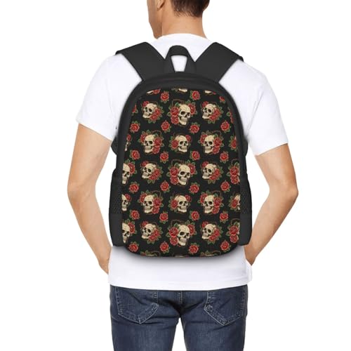 Sturdy Polyester Shoulder Pack Gothic Rose Blood Skulls, Anti Theft Spacious Camping Rucksack Casual Daily Bag for Men Women Fitness Outdoor Activity - color: Design (1209)