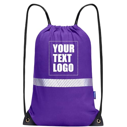 AYKRM Personalized Purple Drawstring Backpack Bag work Sackpack logo - color: Purple-logo