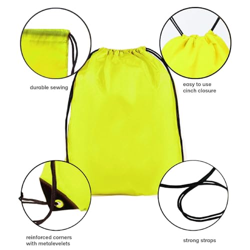 Drawstring Backpack Bulk 30 Packs Draw String Bags for Gym Sports Trip Pedestrianism Cinch Sack DIY for Women Men with Memo Card (yellow) - color: Yellow
